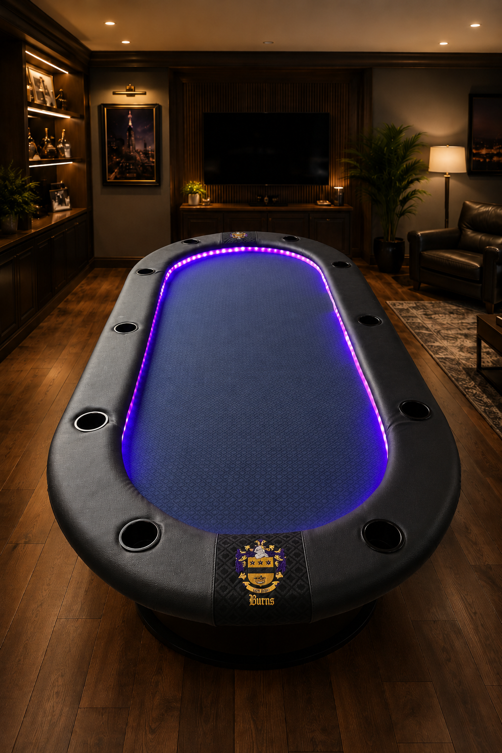 A handcrafted TitanTables custom poker table